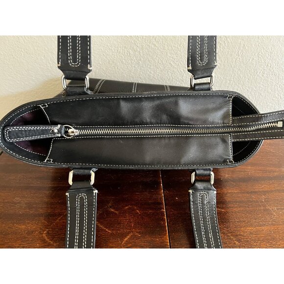 Vintage Coach Hampton Black Pebble Leather Tote Turnlock Zip Medium Bag F13959 - Picture 11 of 13